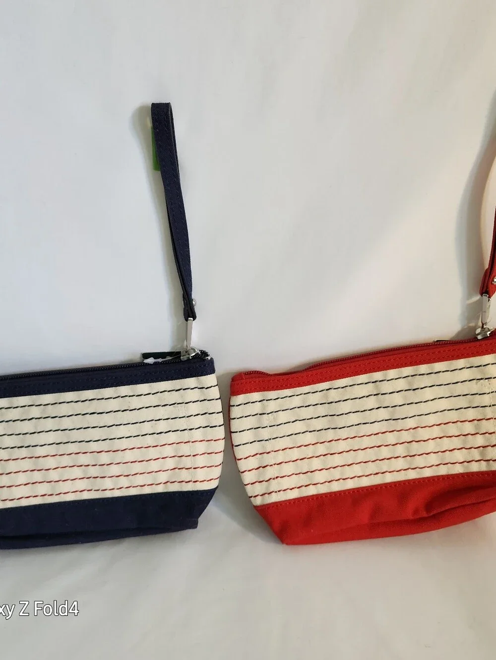 Lauren Ralph Lauren Navy and Red Striped Wristlets (Set of 2)